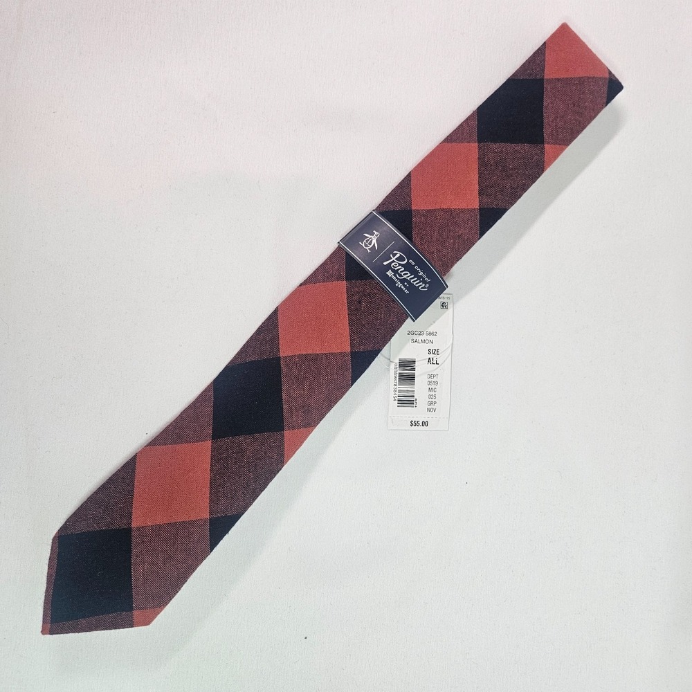New Penguin by Munsingwear Tie Men Plaid Brown 2.25"x 59"